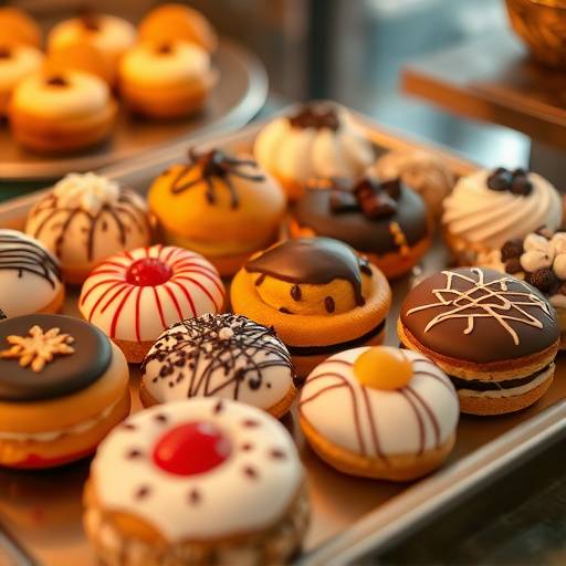 An assortment of freshly baked pastries displayed on a tray, showcasing the variety of treats available at The Daily Grind.