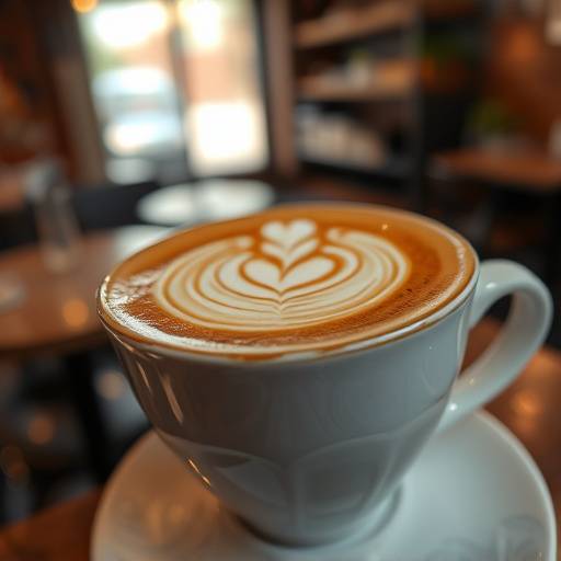 Close-up of a latte with intricate latte art, showcasing the skill of The Daily Grind baristas.