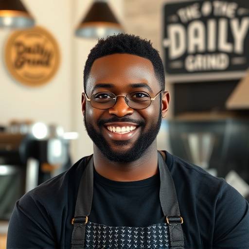 Portrait of Samuel Jackson, Lead Barista at The Daily Grind.